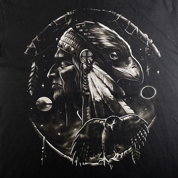 Rock Yeah Tee Shirt Double Side Chief Eagle Dream Catcher Native Natur Men Large - Picture 11 of 12